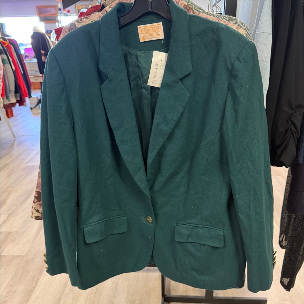 Dark Green Pendleton Blazer Jacket - image 1